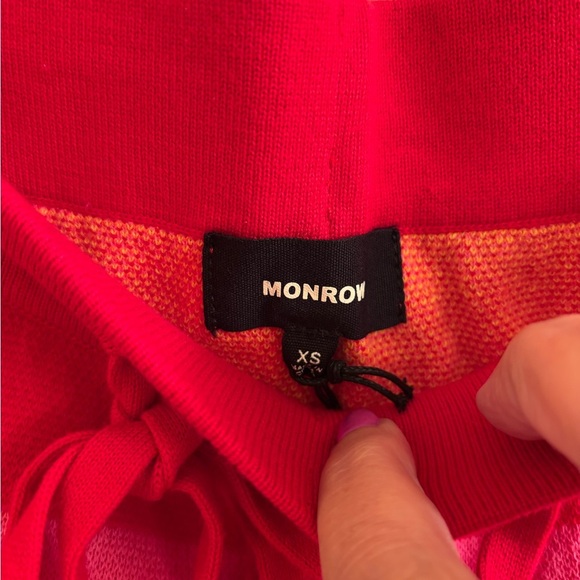 New Monrow Sunset Sweater Easy Shorts Colorful Knit Drawstring Waist Size XS - Picture 2 of 6